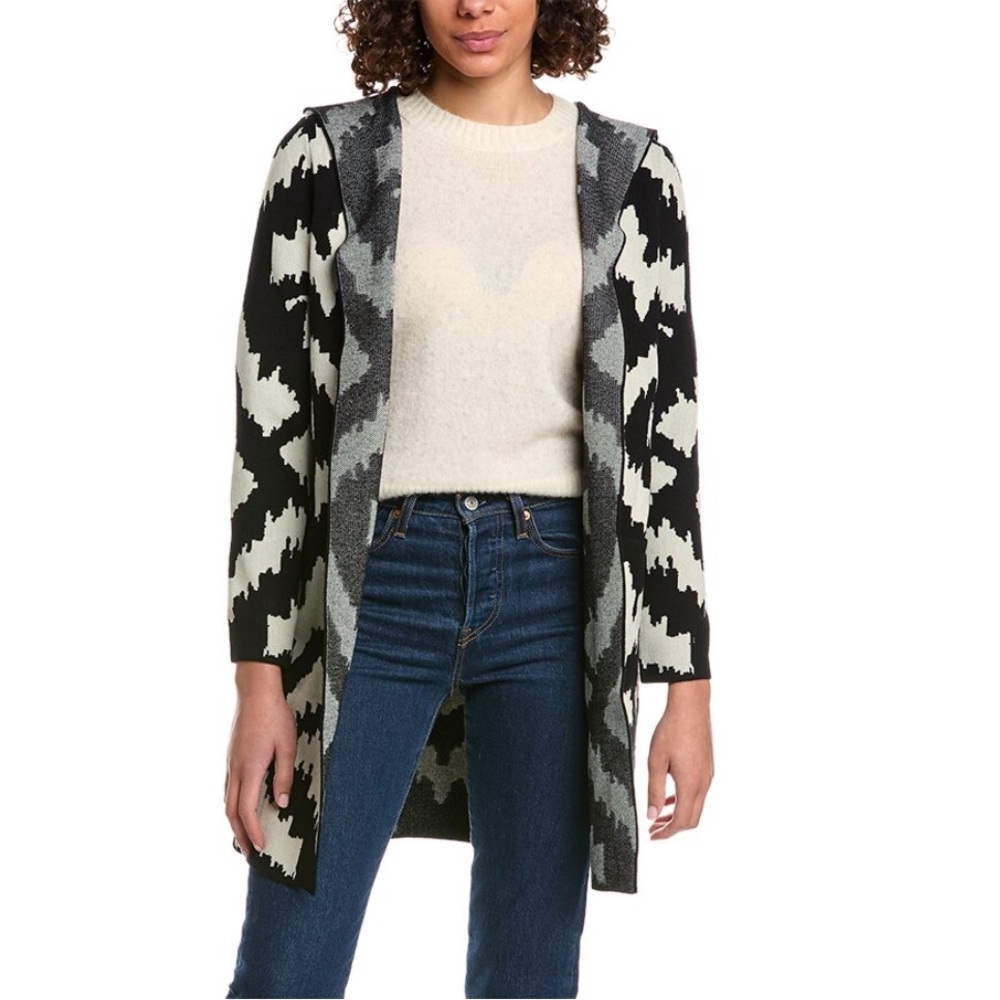 Rain + Rose Hooded Cardigan in Mocha Multi, Size Large, NWT